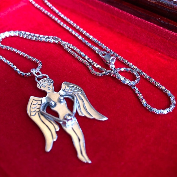 Guardian Mother Angel Pendant - One of a kind - Artisan Piece made of SS - Picture 2 of 7